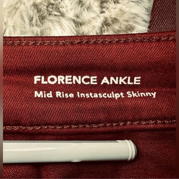 DL1961 Florence Instasculpt Coated Skinny Ankle Jeans in London Merlot 27 - Picture 6 of 7